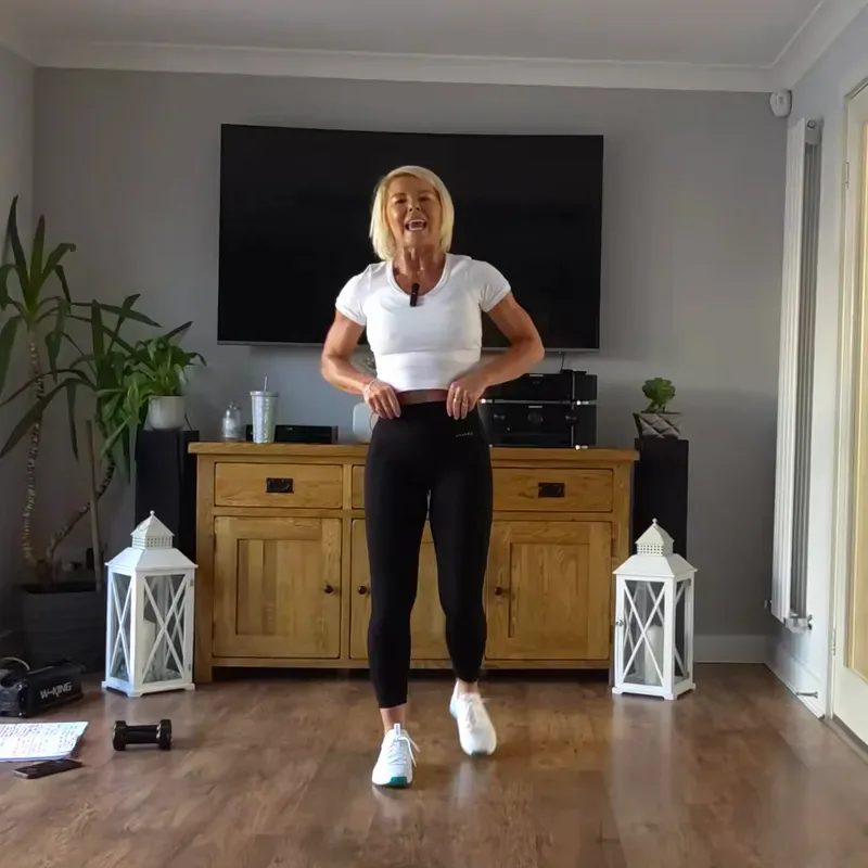 Anna talking to camera at the end of Workout 16