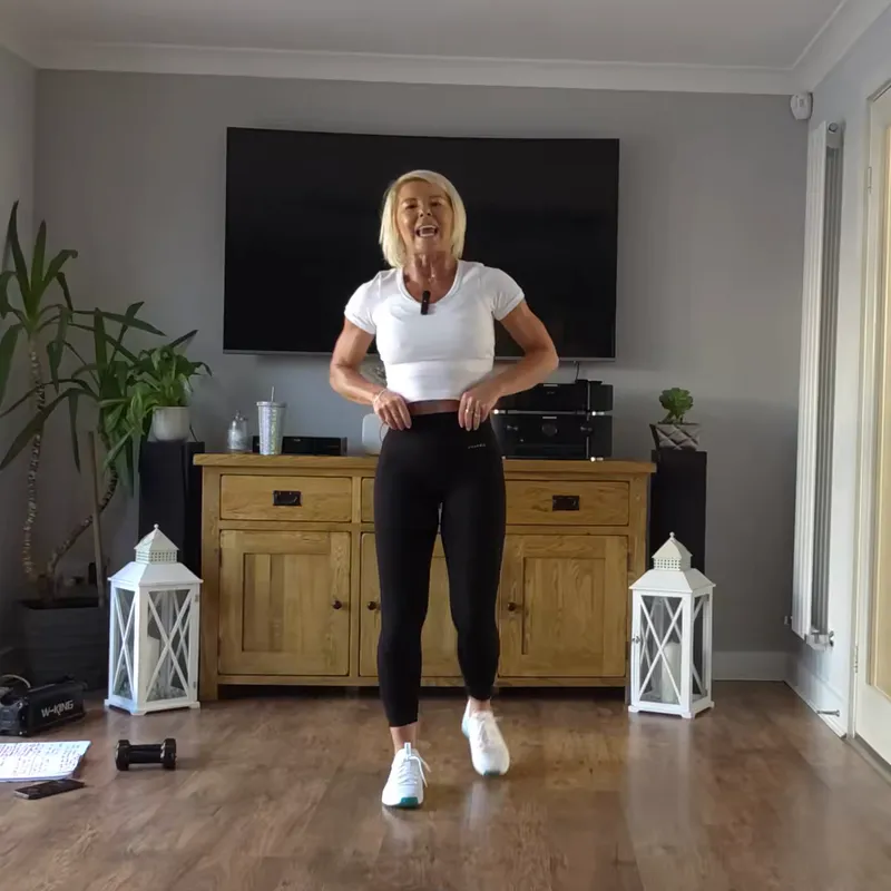 Anna talking to camera at the end of Workout 16